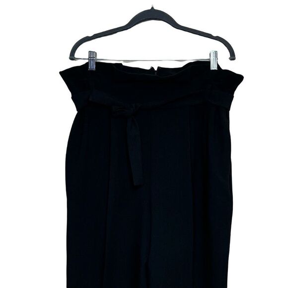 Josie Natori black core crepe paper bag waist pants size 12 - Picture 4 of 15